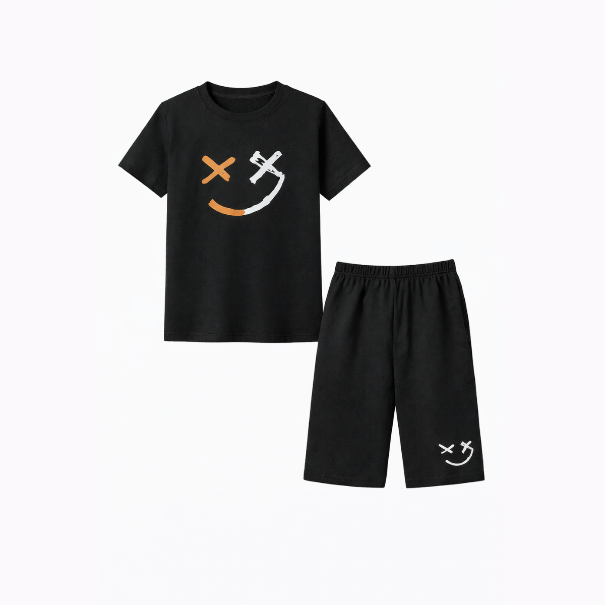 Boys' Smiley Graphic Co-ord Set - Half Sleeve T-Shirt & Shorts Set