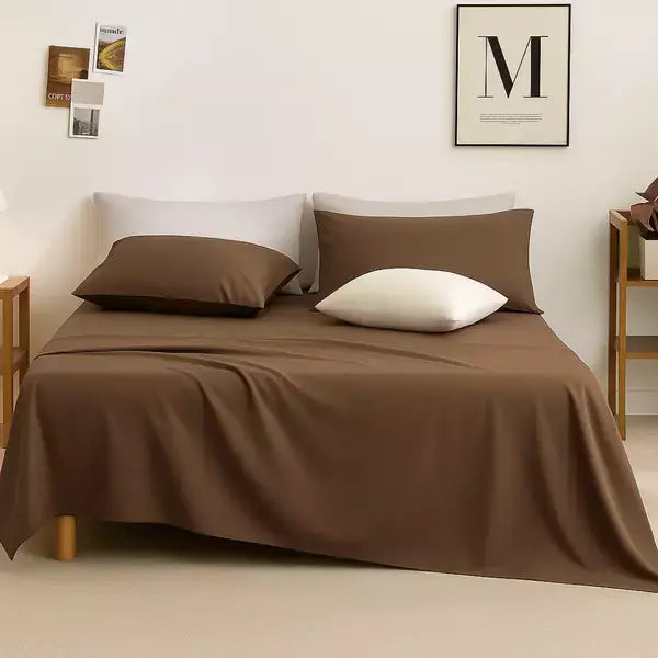 Royal Mocha King Glace Cotton 300 TC Flat Bedsheet Set