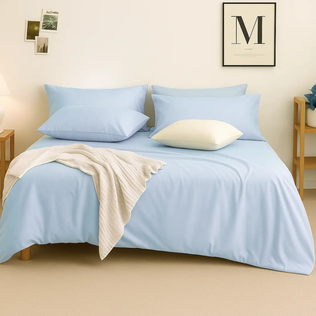Icy Aqua Elite King Glace Cotton 300 TC Flat Bedsheet Set
