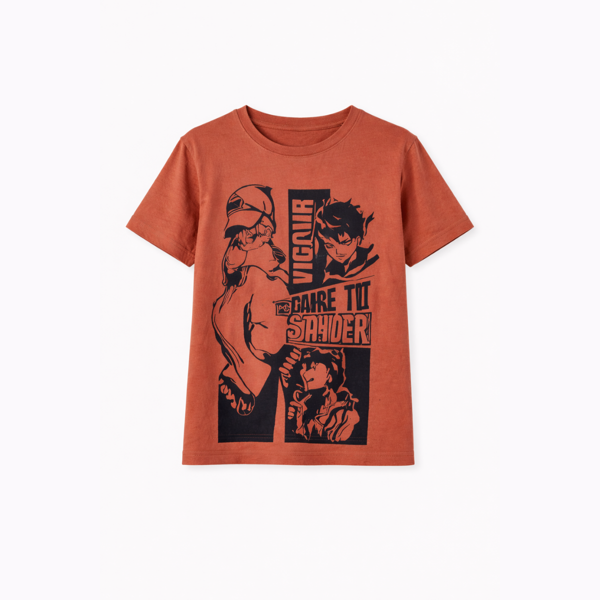 Boys Brown & Black Co-ord Set – "Vigour" Graphic Print Hosiery T-Shirt & Shorts