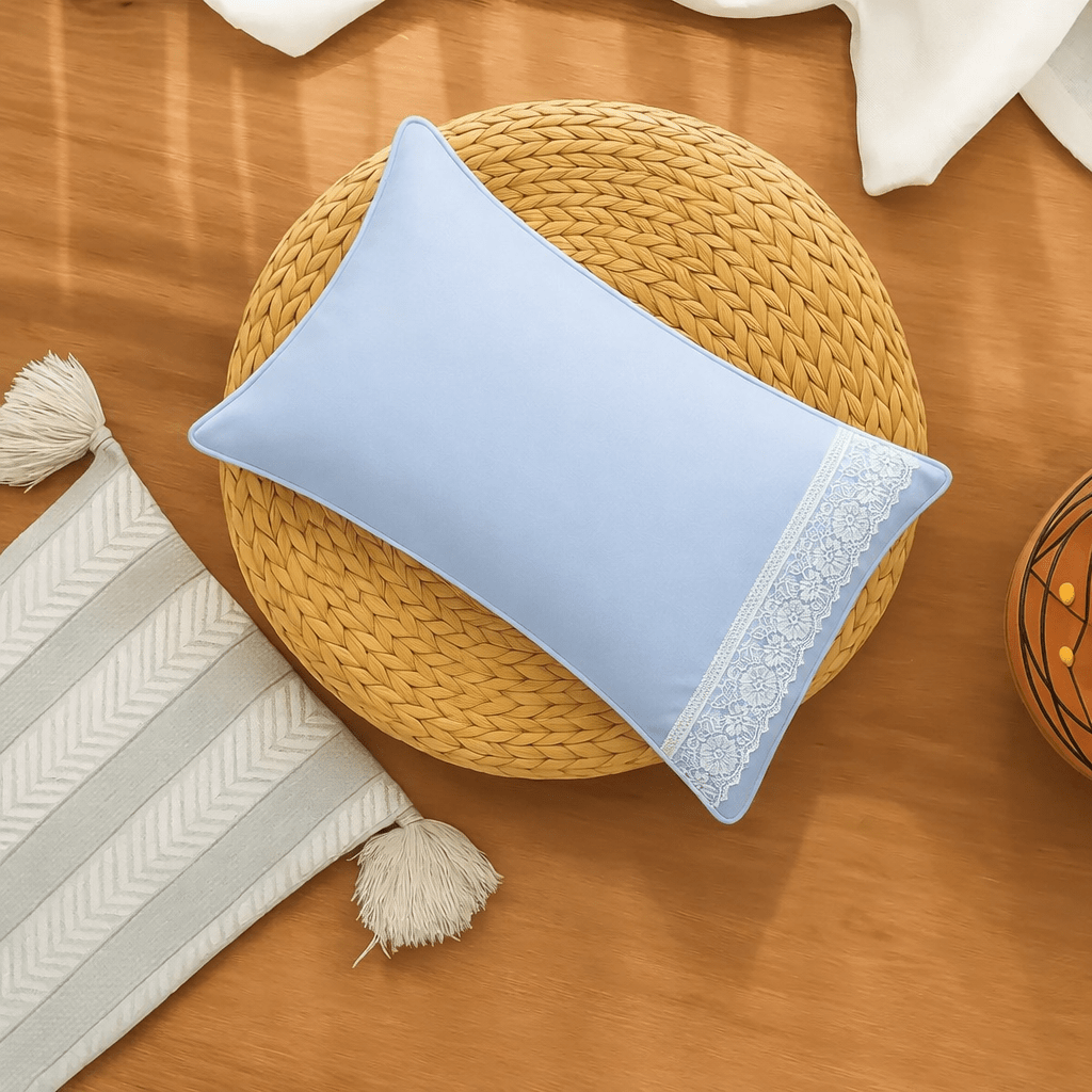 Icy Aqua Elite Embroidered Poetry Glace Cotton 300 TC Flat Bedsheet Set