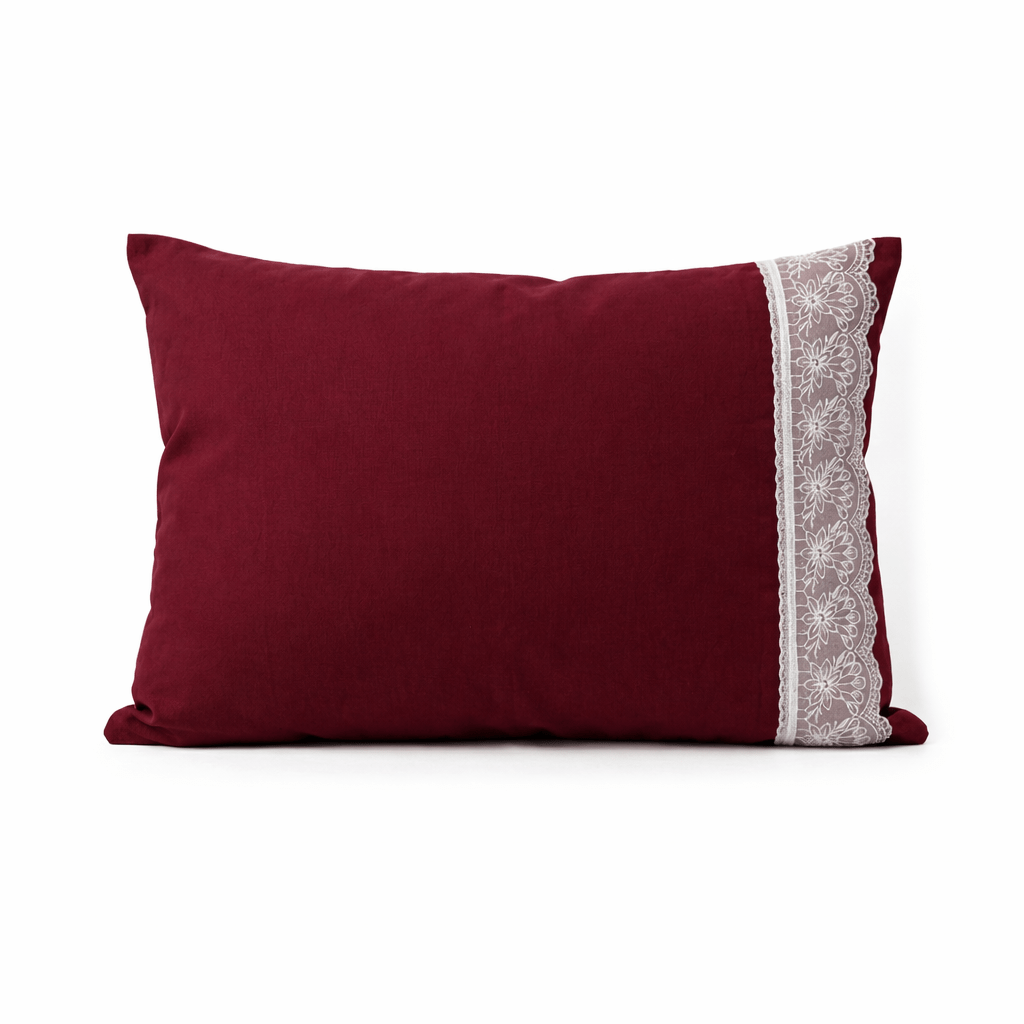 Vintage Wine Premium Embroidered Poetry Glace Cotton 300 TC Flat Bedsheet Set