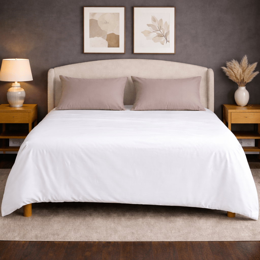 Calm Nest 100% Organic Cotton Luxury Percale Weave Co-Ord Queen Size Bedsheet Set