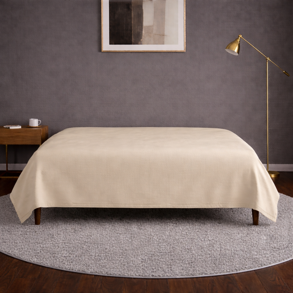 Khakhi Brown 100% Organic Cotton Luxury Percale Weave Single Size Bedsheet (Only Bedsheet)