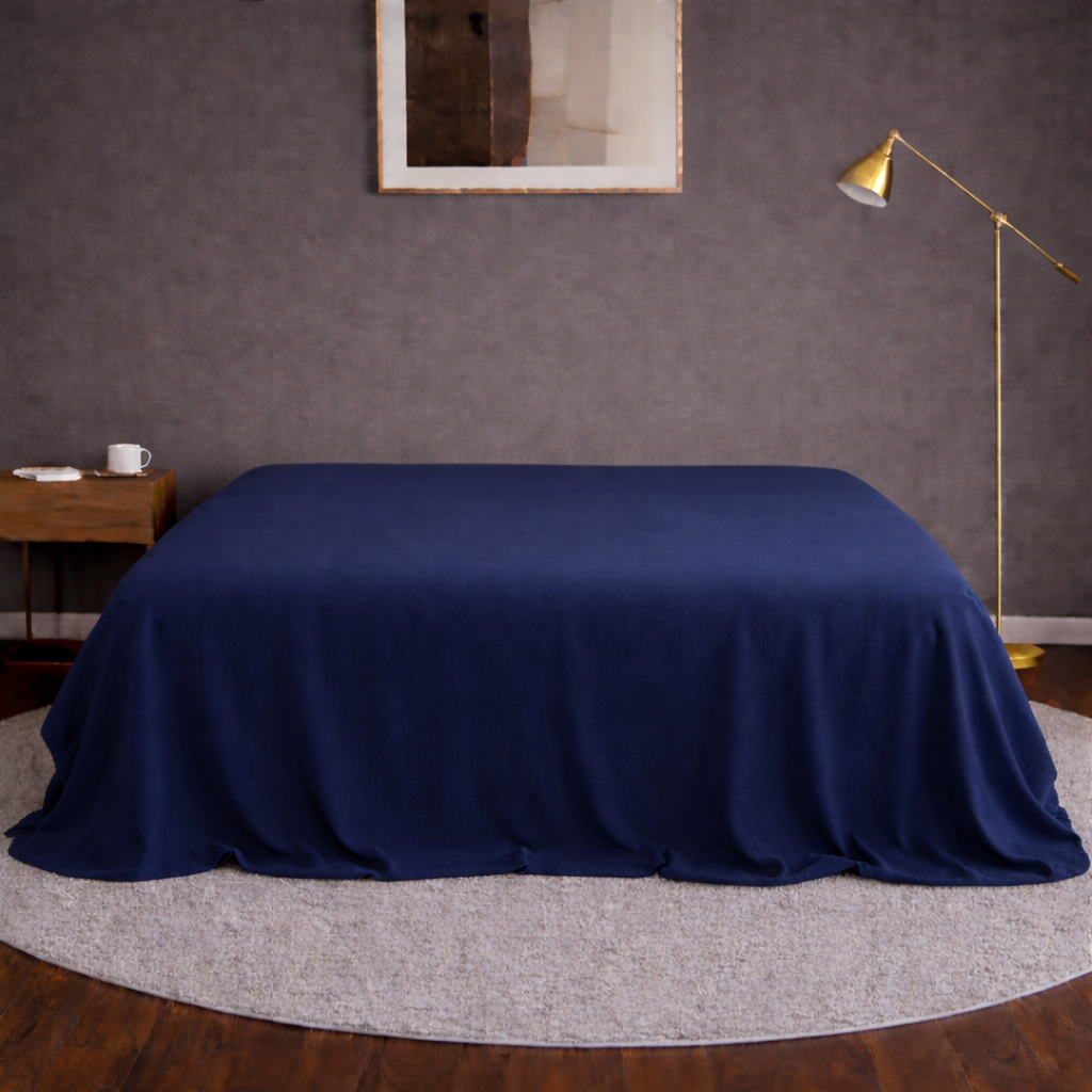Navy Blue 100% Organic Cotton Luxury Percale Weave Queen Size Bedsheet Only Bedsheet Copy