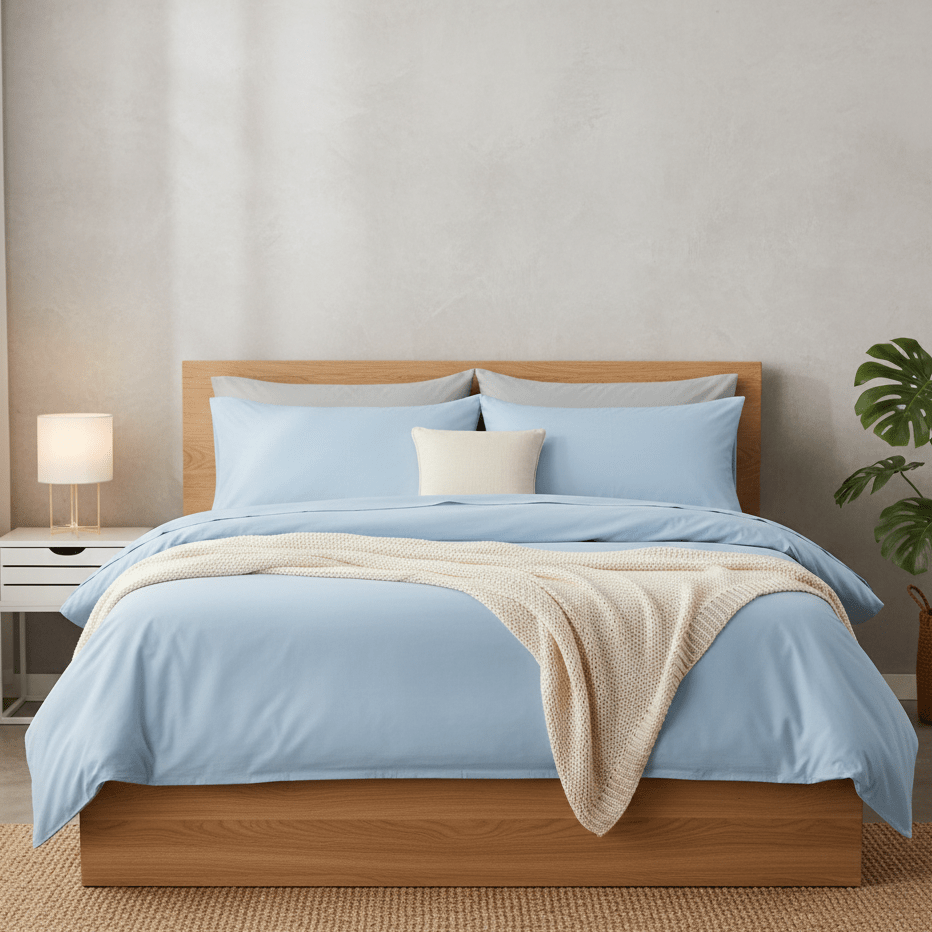 Icy Aqua Elite Queen Glace Cotton 300 TC Flat Bedsheet Set