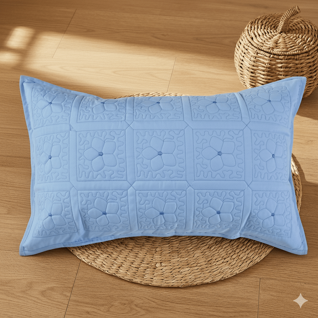 Midnight Haven King Glace Cotton 300 TC Flat 5 Piece Bedsheet Set 1 King Size Bedsheet + 2 Pillow Covers + 2 Quilted Pillow Covers