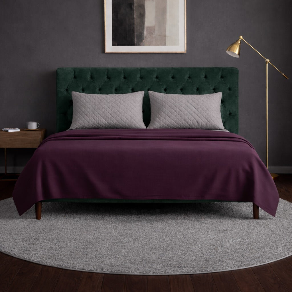 Vintage Wine Premium King Glace Cotton 300 TC Flat 5 Piece Bedsheet Set 1 King Size Bedsheet + 2 Pillow Covers + 2 Quilted Pillow Covers